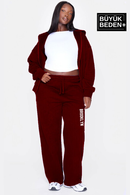 Kadın Büyük Beden Brooklyn Baskılı İnce Eşofman Altı  SPR25BEAK54