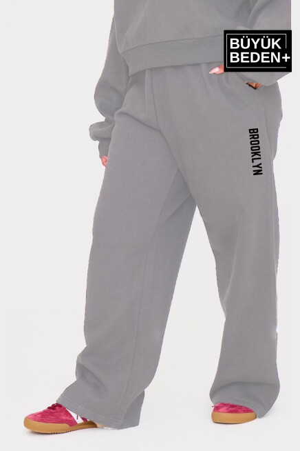 Kadın Büyük Beden Brooklyn Baskılı İnce Eşofman Altı  SPR25BEAK54