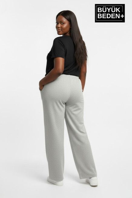 Kadın Büyük Beden BROOKLYN Baskılı Rahat Kesim Paça Reçme İnce Eşofman Altı SPR26EAK952-2