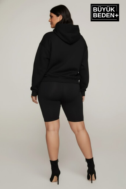 Kadın Büyük Beden Kapşonlu ince Sweatshirt SPR24BSWK57