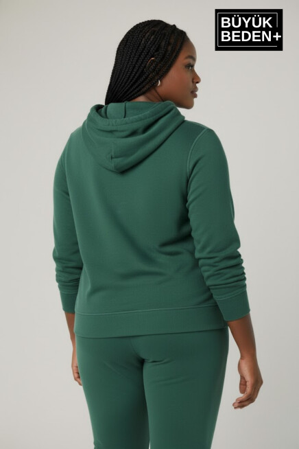 Kadın Büyük Beden Kapşonlu ince Sweatshirt SPR24BSWK57