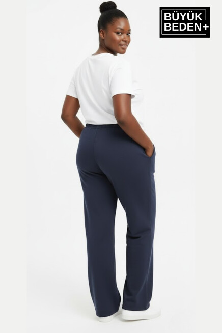 Kadın Büyük Beden N Logo Baskılı Rahat Kesim Paça Reçme ince Eşofman Altı SPR26EAK952-4