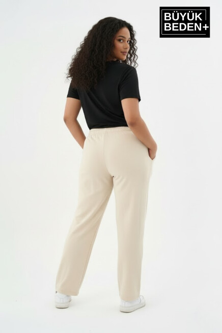 Kadın Büyük Beden N Logo Baskılı Rahat Kesim Paça Reçme ince Eşofman Altı SPR26EAK952-4