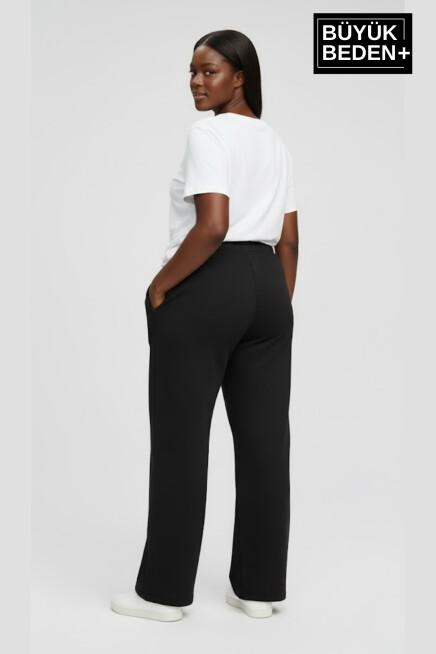 Kadın Büyük Beden New York Baskılı Rahat Kesim Paça Reçme ince Eşofman Altı SPR26EAk952-5