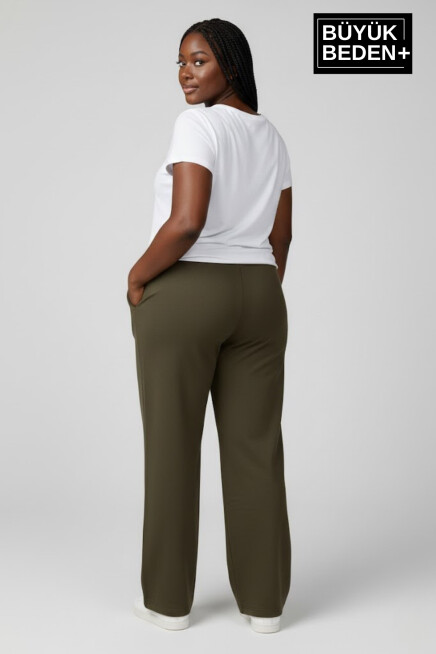 Kadın Büyük Beden New York Baskılı Rahat Kesim Paça Reçme ince Eşofman Altı SPR26EAk952-5