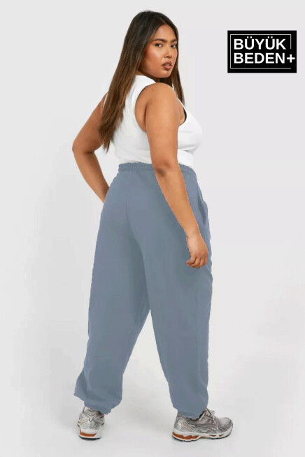 Kadın Büyük Beden Paça Lastikli New York Baskılı İnce Eşofman Altı  SPR25BEAK48