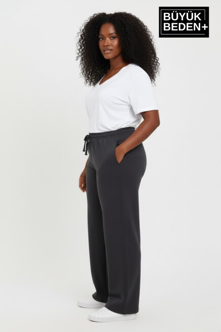 Kadın Büyük Beden Rahat Kesim Paça Reçmeli İnce Eşofman Altı SPR26EAK952