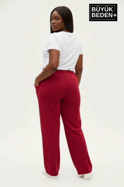 Kadın Büyük Beden Rahat Kesim Paça Reçme AR Baskılı İnce Eşofman Altı SPR26EAK952-1