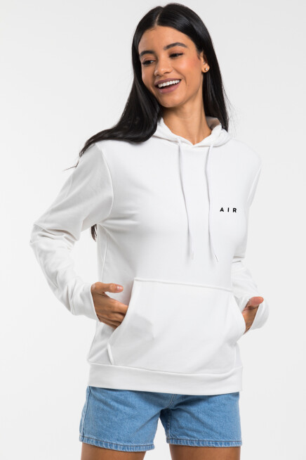 Kadın Kapşonlu Rahat Kalıp  İnce AR Baskılı Swetashırt spr24swk122