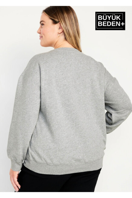 Kadın Orta Brooklyn Baskılı Büyük Beden İnce Bisiklet Yaka Swatshırt SPR25BSWK60