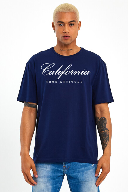 Erkek Bisiklet Yaka El Yazılı Brooklyn Baskılı Tshirt SPR25TS32