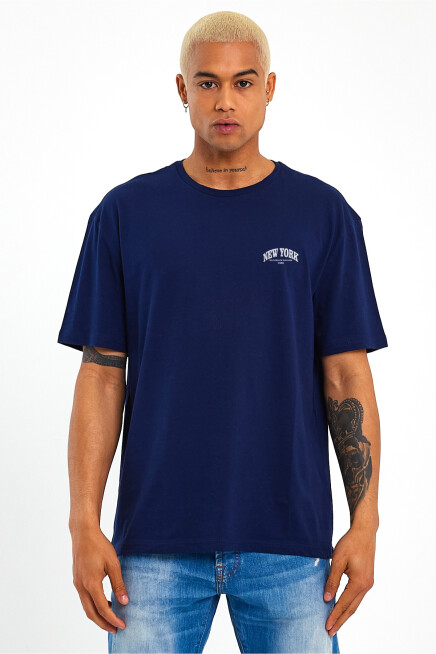 Erkek Bisiklet Yaka  New York Baskılı Tshirt SPR25TS29