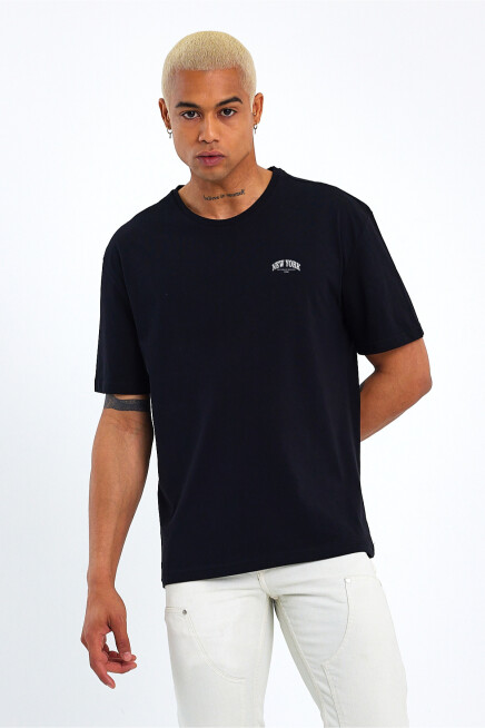 Erkek Bisiklet Yaka  New York Baskılı Tshirt SPR25TS29