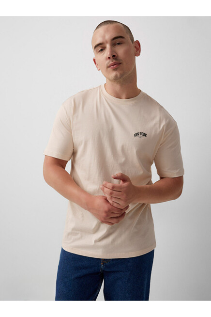 Erkek Bisiklet Yaka  New York Baskılı Tshirt SPR25TS29