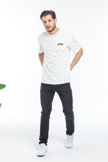 Erkek Bisiklet Yaka  New York Baskılı Tshirt SPR25TS29