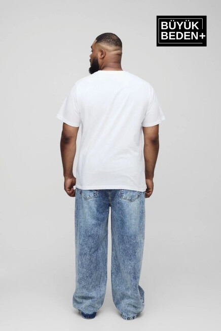 Erkek Büyük Beden Air Baskılı Bisiklet Yaka Tshırt SPR25BTS901