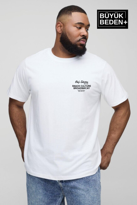 Erkek Büyük Beden Chefs Selection Baskılı Bisiklet Yaka Tshırt SPR25BTS908