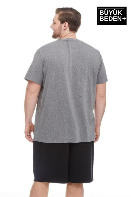 Erkek Büyük Beden El Yazılı Brooklyn Baskılı Bisiklet Yaka Tshırt SPR25BTS12