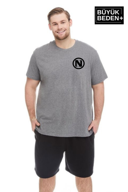 Erkek Büyük Beden N Baskılı Bisiklet Yaka Tshırt SPR25BTS902