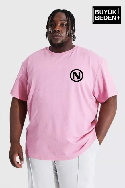 Erkek Büyük Beden N Baskılı Bisiklet Yaka Tshırt SPR25BTS902