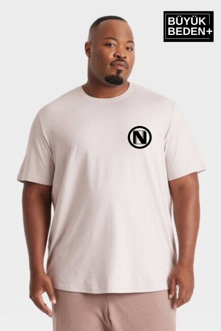 Erkek Büyük Beden N Baskılı Bisiklet Yaka Tshırt SPR25BTS902