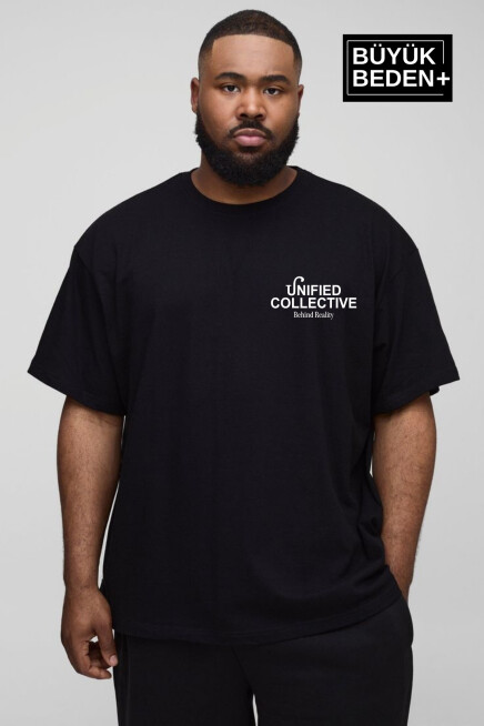 Erkek Büyük Beden Unified Collective Baskılı Bisiklet Yaka Tshırt SPR25BTS905