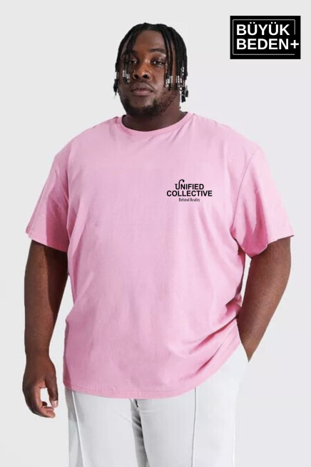 Erkek Büyük Beden Unified Collective Baskılı Bisiklet Yaka Tshırt SPR25BTS905