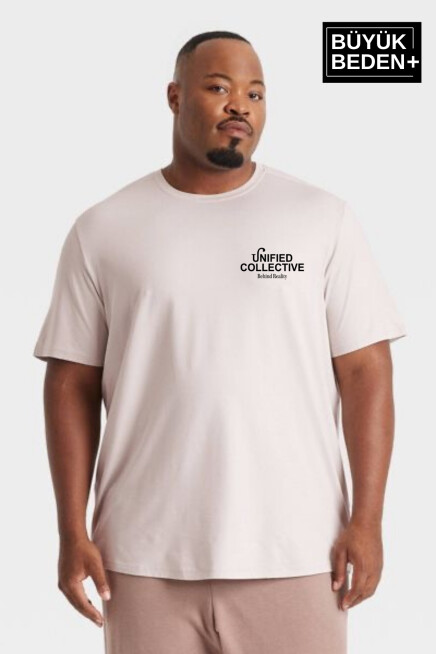 Erkek Büyük Beden Unified Collective Baskılı Bisiklet Yaka Tshırt SPR25BTS905