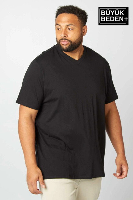 Erkek Büyük Beden V Yaka Tshırt SPRBTS09