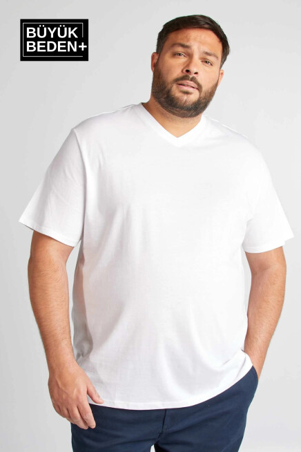 Erkek Büyük Beden V Yaka Tshırt SPRBTS09