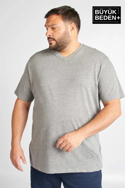 Erkek Büyük Beden V Yaka Tshırt SPRBTS09