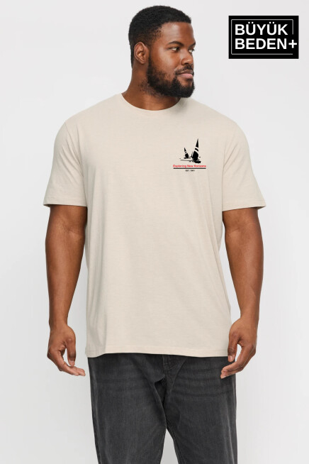 Erkek Büyük Beden Yelken Baskılı Bisiklet Yaka Tshırt SPR25BTS903