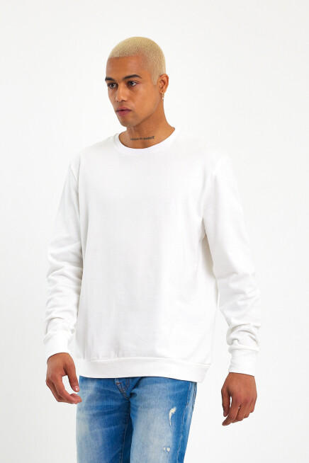 Süperlife Erkek Gri Bisiklet Yaka Ribanalı Regular Fit Sweatshirt spr26swk930