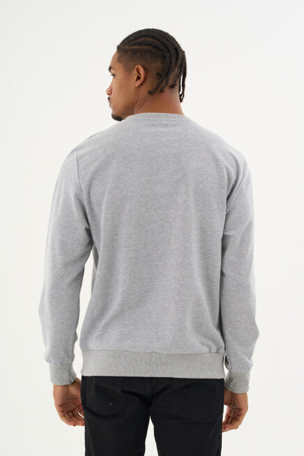 Süperlife Erkek Gri Bisiklet Yaka Ribanalı Regular Fit Sweatshirt spr26swk930