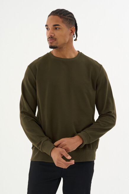 Süperlife Erkek Gri Bisiklet Yaka Ribanalı Regular Fit Sweatshirt spr26swk930