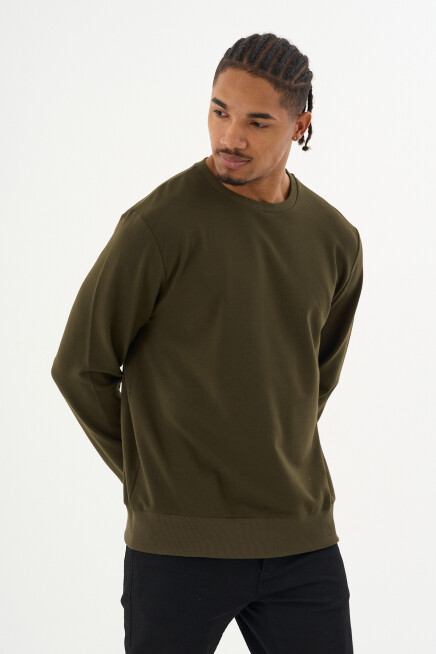 Süperlife Erkek Gri Bisiklet Yaka Ribanalı Regular Fit Sweatshirt spr26swk930