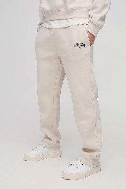 Erkek İçi Polarlı 3 iplik Kalın New York  Baskılı Eşofman Altı SPR25EA97