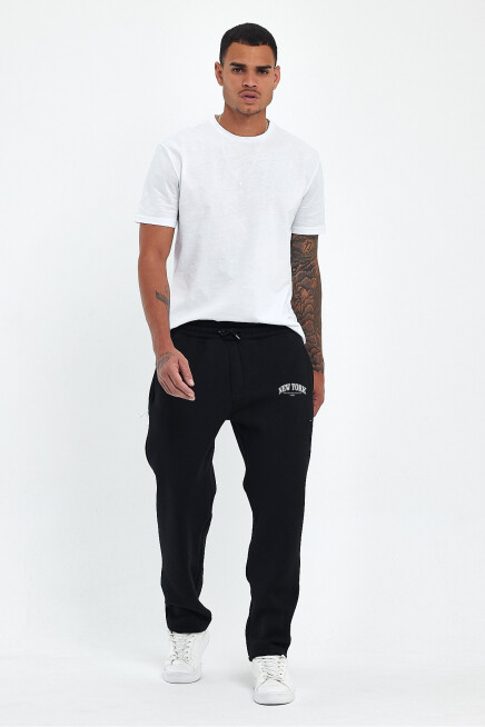 Erkek İçi Polarlı 3 iplik Kalın New York  Baskılı Eşofman Altı SPR25EA97