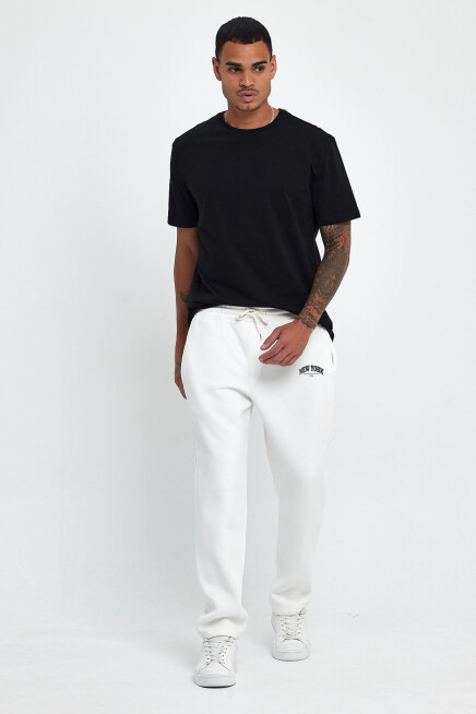 Erkek İçi Polarlı 3 iplik Kalın New York  Baskılı Eşofman Altı SPR25EA97