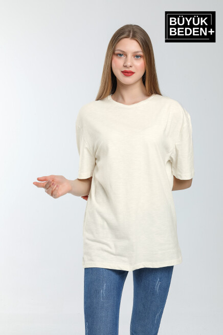 Kadın Büyük Beden Bisiklet Yaka Tshırt SPR25BTSK10