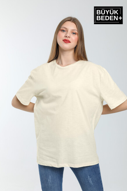 Kadın Büyük Beden Bisiklet Yaka Tshırt SPR25BTSK10