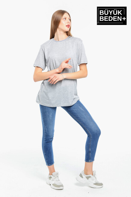 Kadın Büyük Beden Bisiklet Yaka Tshırt SPR25BTSK10