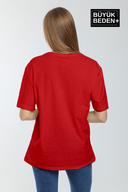 Kadın Büyük Beden Brooklyn 1970 Baskılı Bisiklet Yaka Tshırt SPR25BTSK904