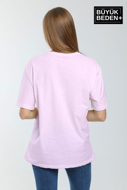 Kadın Büyük Beden California 1974 Baskılı Bisiklet Yaka Tshırt SPR25BTSK06