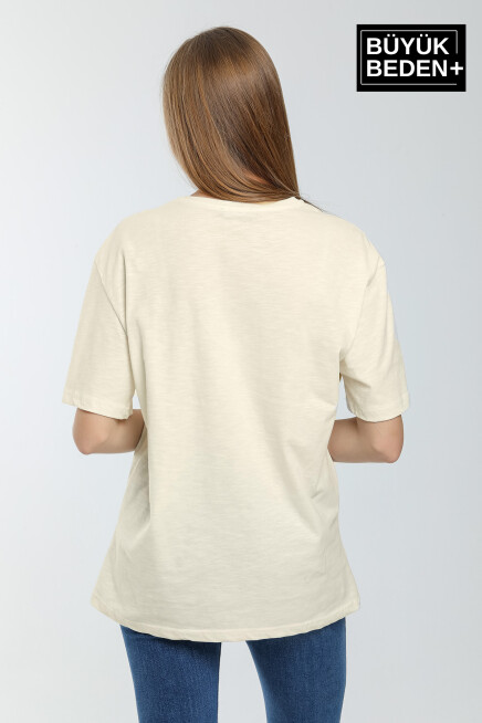 Kadın Büyük Beden Chefs Selection Baskılı Bisiklet Yaka Tshırt SPR25BTSK908