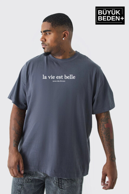 Erkek Büyük Beden L.v. Est Belle Baskılı Bisiklet Yaka Tshırt SPR25BT910