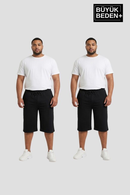 Büyük Beden Erkek 2’li Kapri Şort Rahat Kalıp Seti 3XL-6XL  SPR26BSR591+2