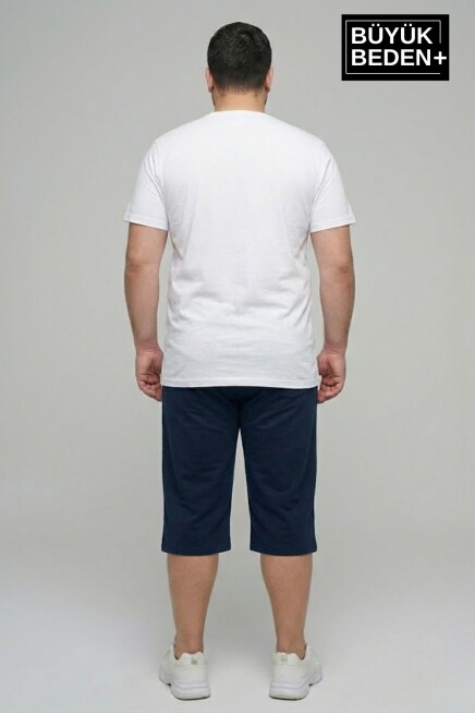 Büyük Beden Erkek 3XL-6XL Rahat Kalıp Cepli Brooklyn 1970 Baskılı Penye Kapri  Şort SPR26BSR591-03