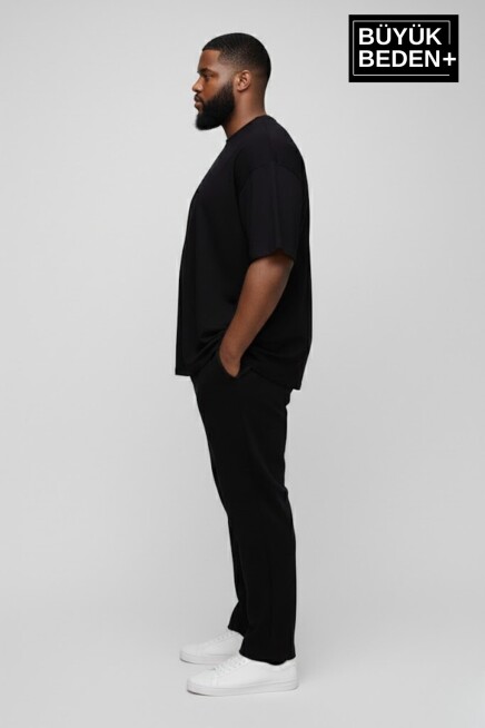 Büyük Beden Erkek Basic  3XL-6XL  Bisiklet Yaka 3lü Tişört Seti SPR26BTS510+3