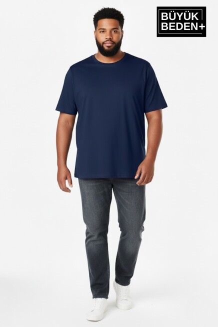 Büyük Beden Erkek Basic Bisiklet Yaka 2li Tişört Seti 3XL-6XL SPR26BTS510+2